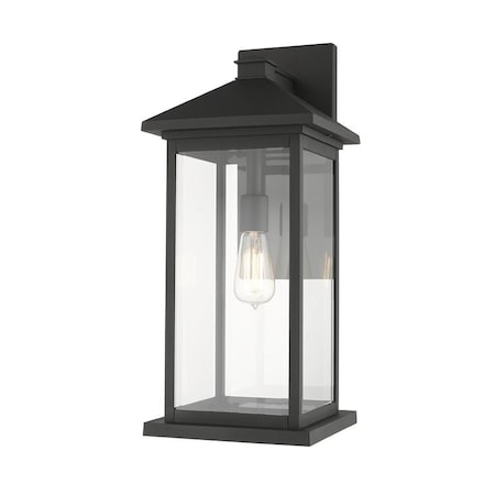 Z-Lite Portland 1 Light Outdoor Wall Sconce, Black & Clear Beveled 531BXL-BK